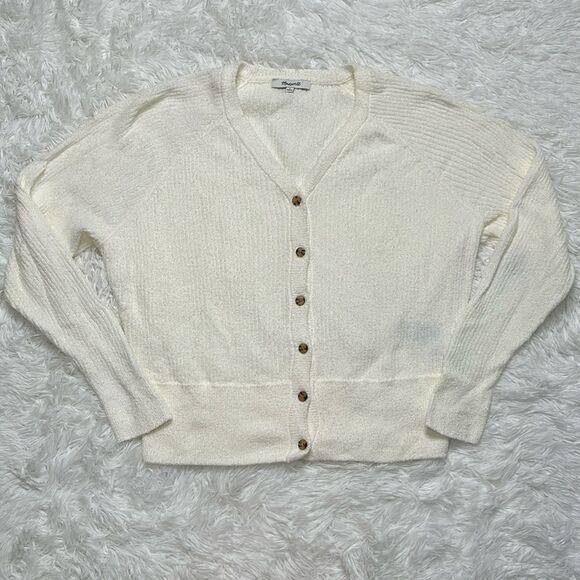 Madewell Maysville V-Neck Cardigan Sweater Button Up V-Neck Cream Size Small - Picture 1 of 16